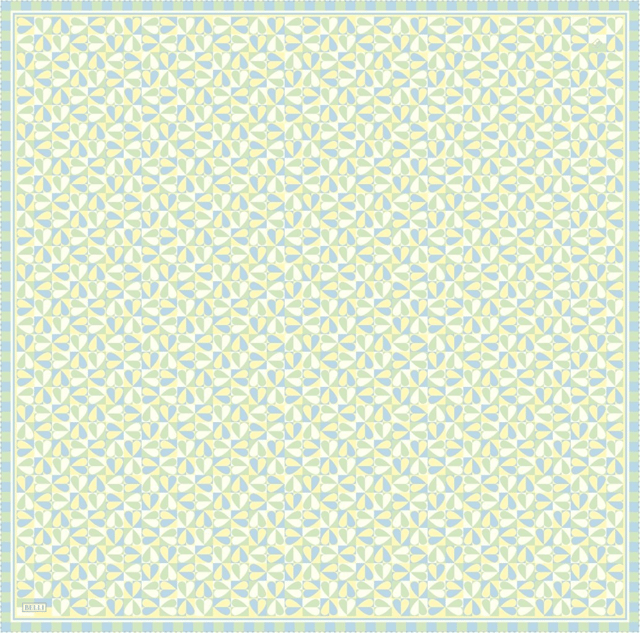 Çok Renkli Obje Desen %100 Twill İpek Eşarp 4322 - 80