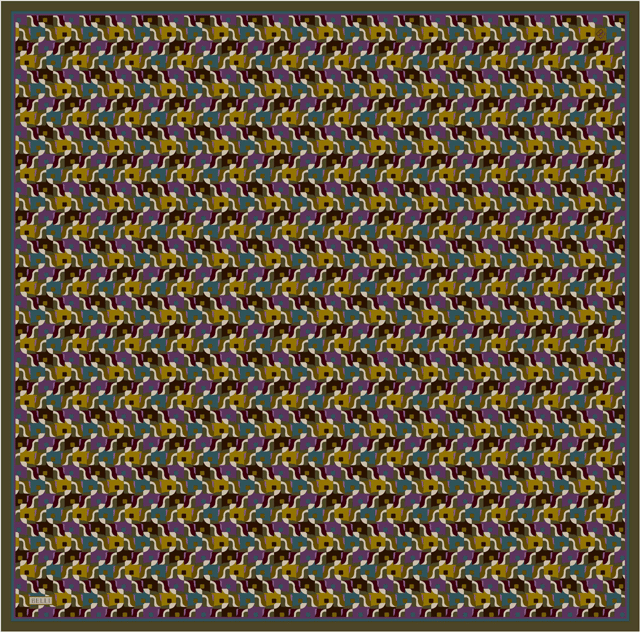 Mor Geometrik Desen %100 Twill İpek Eşarp 4402-83