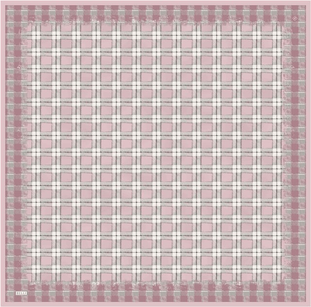 Pembe Geometrik Desen %100 Twill İpek Eşarp 4421-81