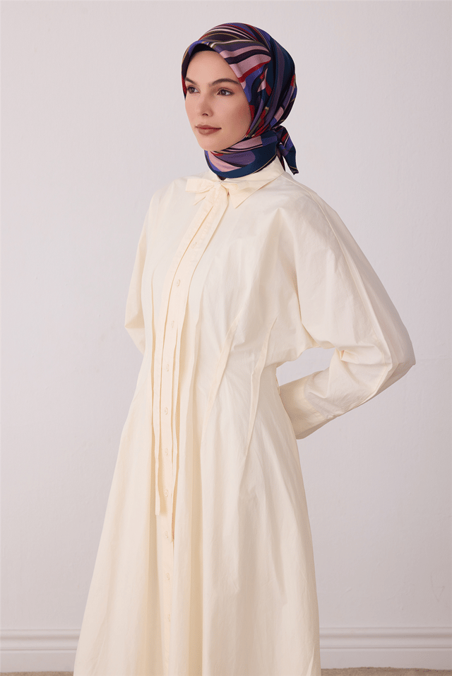 Petrol Çiçek Deseni %100 Twill İpek Eşarp 4410-32