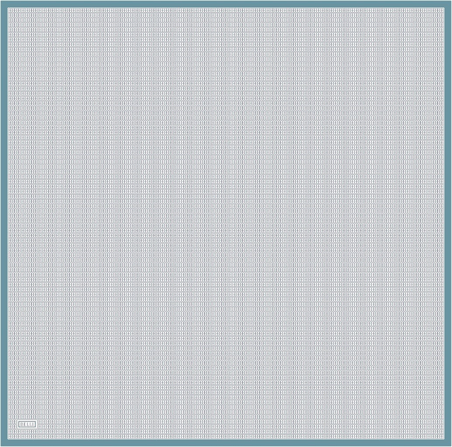 Petrol Monogram Desen %100 Twill İpek Eşarp 4321 - 81