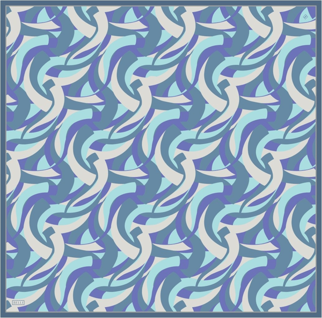 Çok Renkli Geometrik Desen %100 Twill İpek Eşarp 4327 - 51