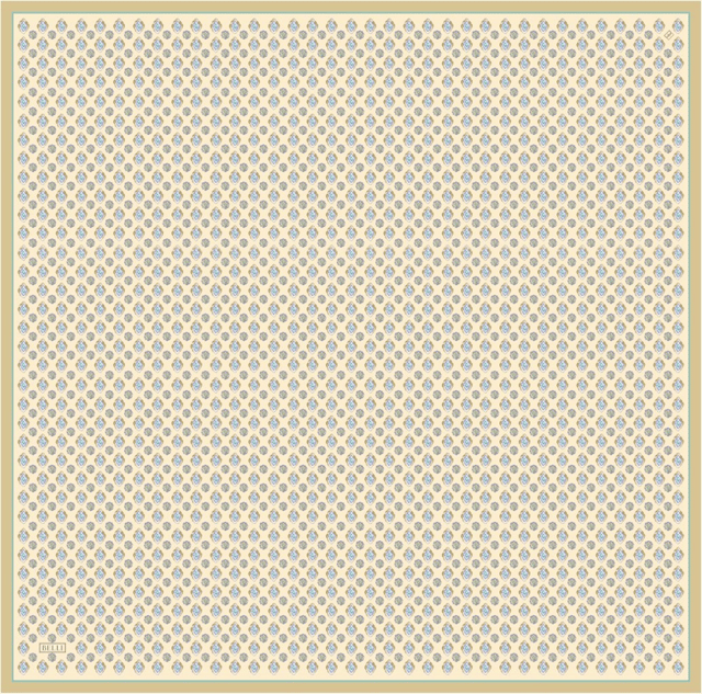 Sarı Etnik Desen %100 Twill İpek Eşarp 4308 - 05