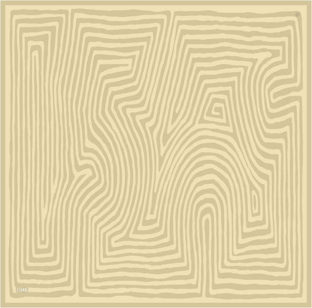 Sarı Geometrik Desen %100 Twill İpek Eşarp 4325 - 06