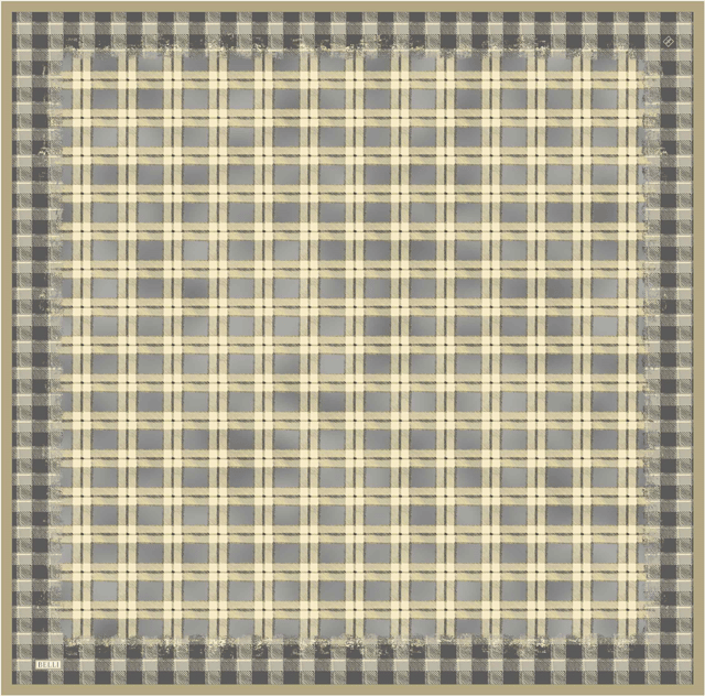 Sarı Geometrik Desen %100 Twill İpek Eşarp 4421-33