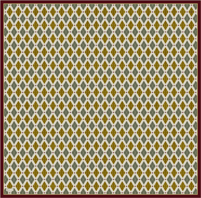 Sarı Geometrik Desen %100 Twill İpek Eşarp 4408-04
