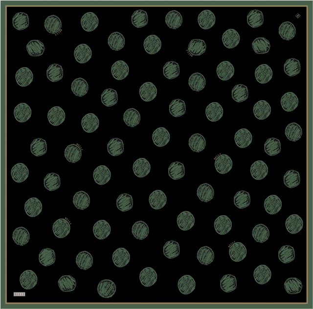 Siyah Geometrik Desen %100 Twill İpek Eşarp 4427-35