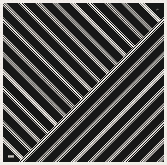 Siyah Geometrik Desen %100 Twill İpek Eşarp 4405-81