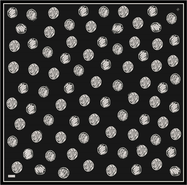 Siyah Geometrik Desen %100 Twill İpek Eşarp 4427-02