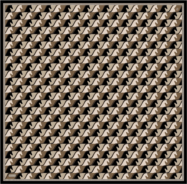 Siyah Geometrik Desen %100 Twill İpek Eşarp 4406-05