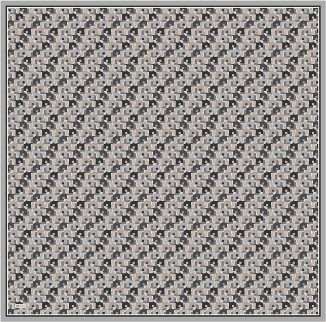 Siyah Geometrik Desen %100 Twill İpek Eşarp 4402-32