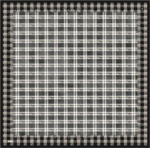 Siyah Geometrik Desen %100 Twill İpek Eşarp 4421-84