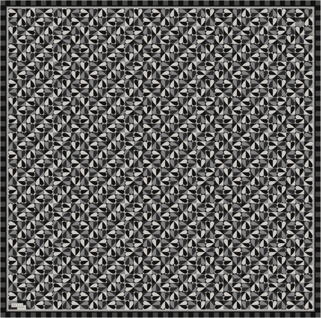 Siyah Obje Desen %100 Twill İpek Eşarp 4322 - 85