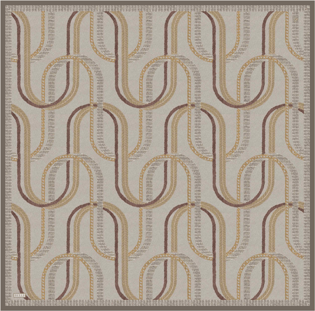 Taş Geometrik Desen %100 Twill İpek Eşarp 4424-37