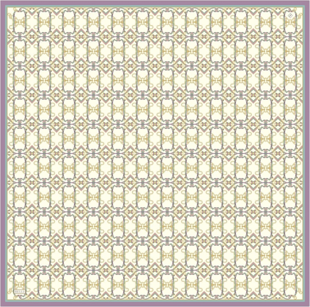Çok Renkli Klasik Desen %100 Twill İpek Eşarp 4328 - 83