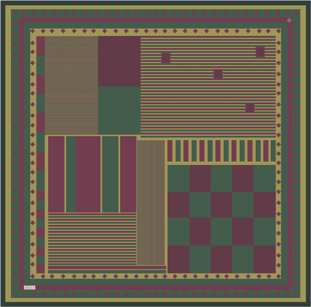 Yeşil Geometrik Desen %100 Twill İpek Eşarp 4401-33