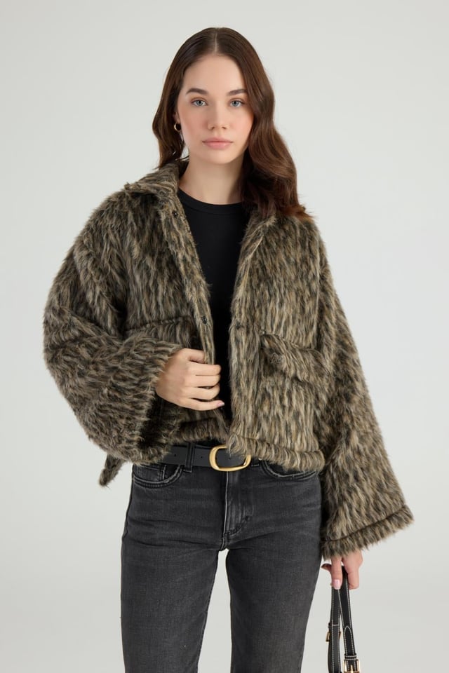 Leopar Desenli Eva Ceket
