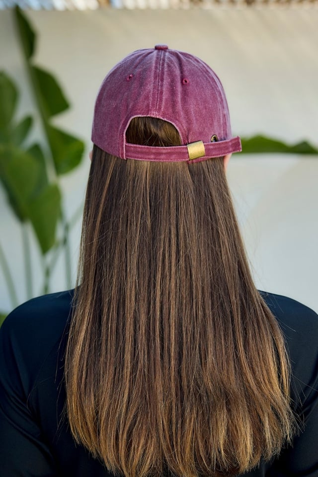 Bordo BB Nakışlı Eskitme Cap Şapka
