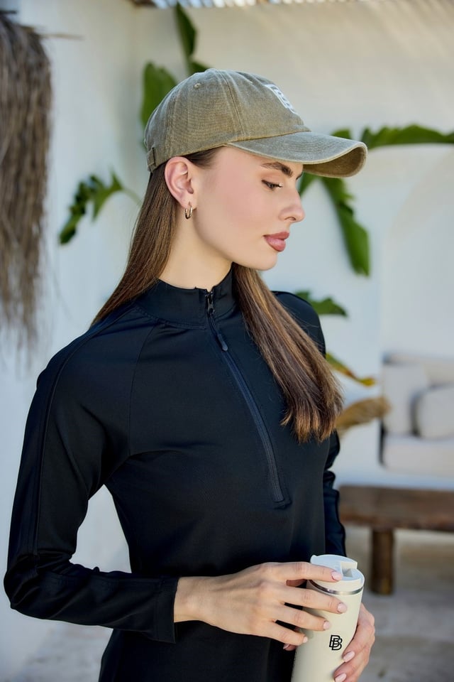 Hâki BB Nakışlı Eskitme Cap Şapka