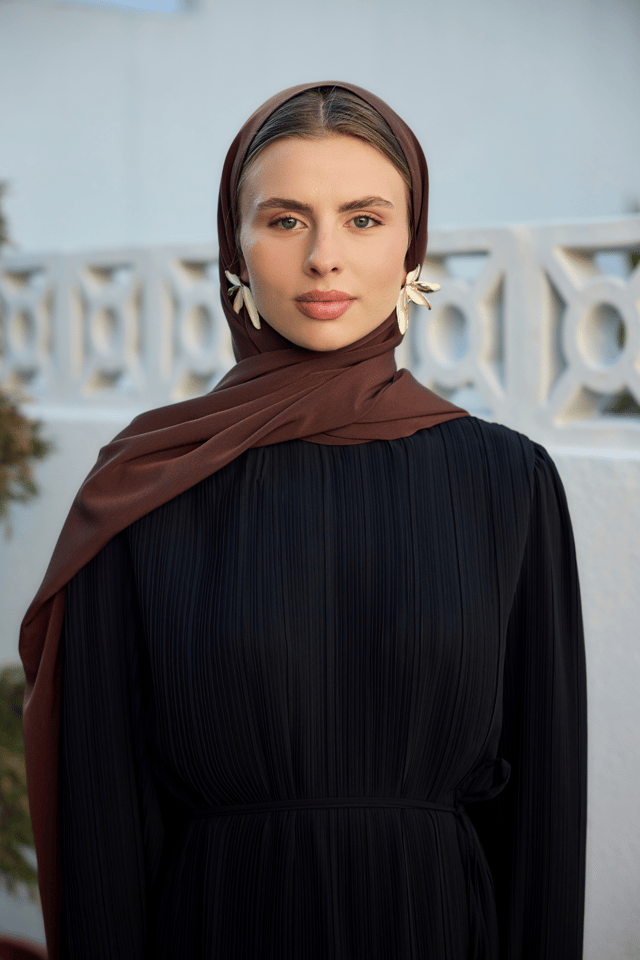 Kahverengi Kristal Krep Şal