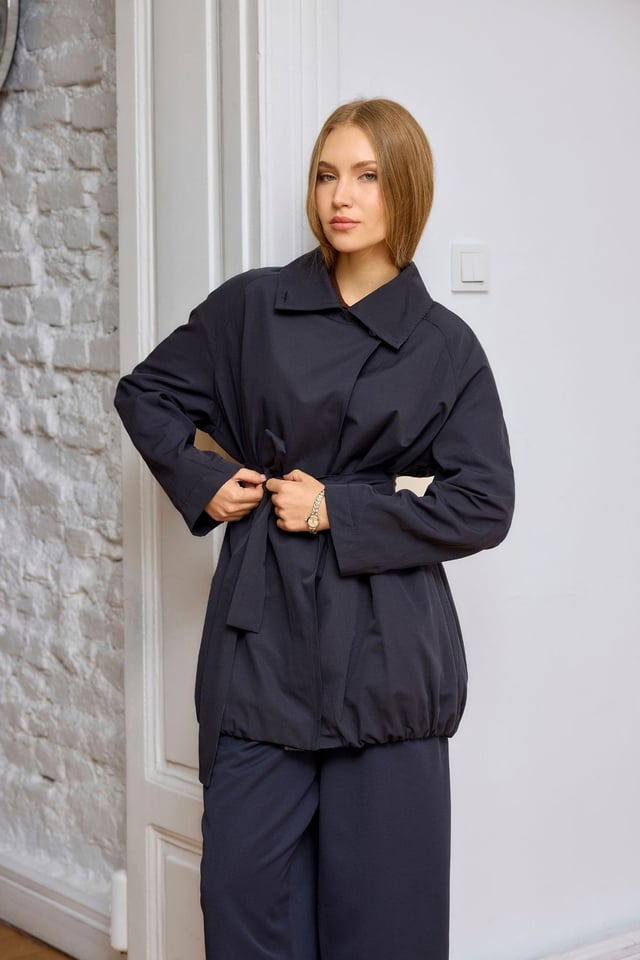 Lacivert Nox Dik Yaka Trençkot