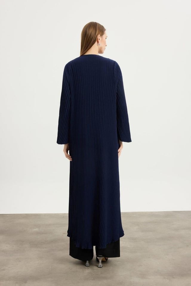 Lacivert Pilise Detaylı Abaya