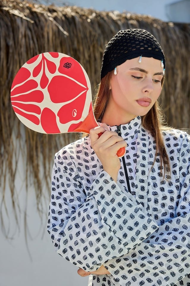 Siyah İnci İşlemeli File Örgü Bere Bandana
