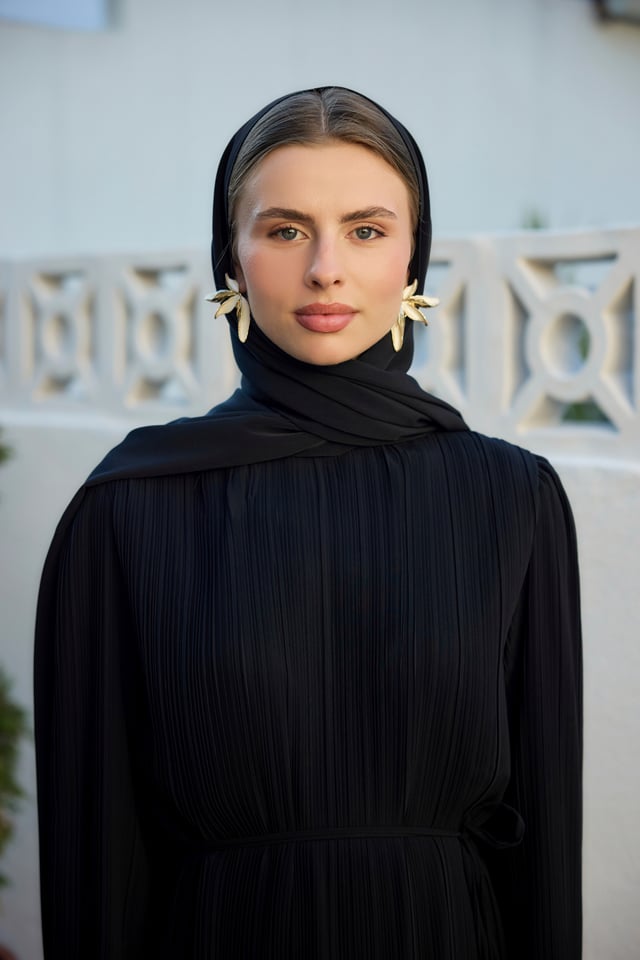 Siyah Kristal Krep Şal