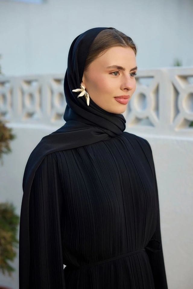 Siyah Kristal Krep Şal