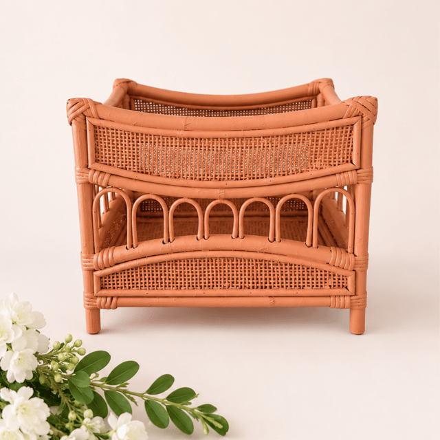 Salmon Samson Crib | Rattan Newborn Photo Prop