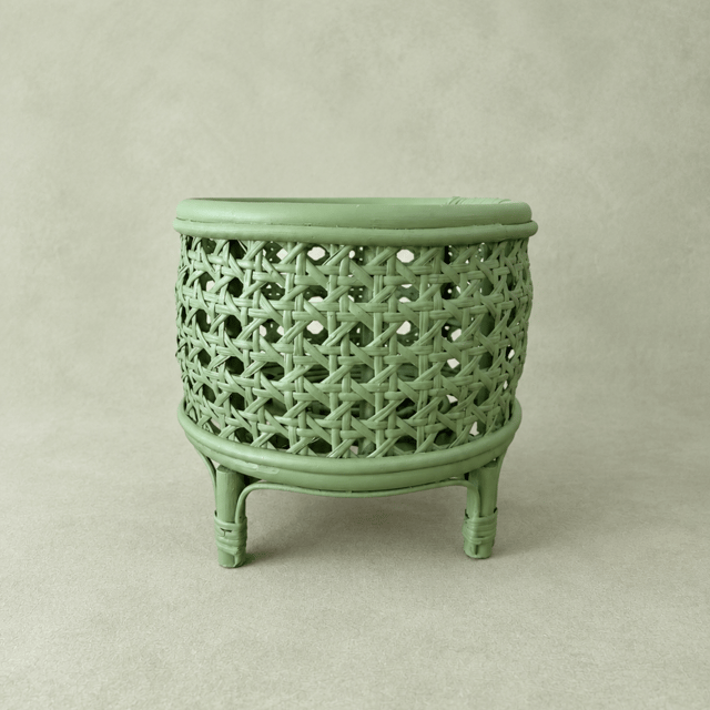 Whisper Basket Yeşil | Rattan Yenidoğan Fotoğraf Çekim Sepeti
