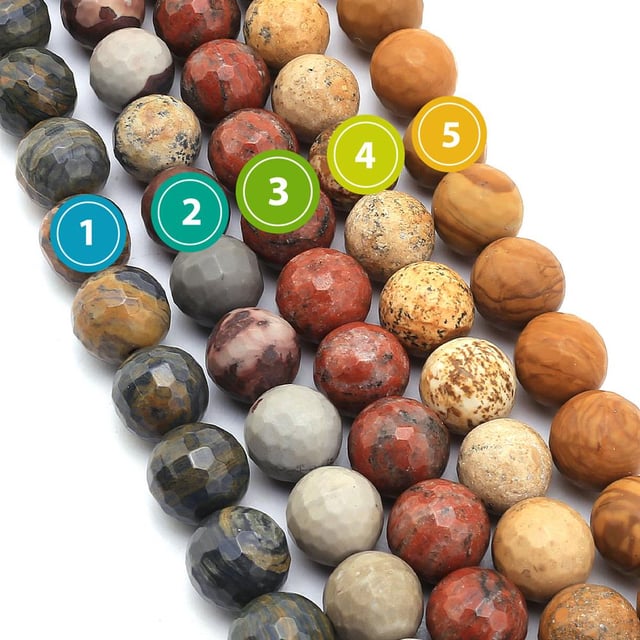 12 mm Fasetli Odun Jasper Taş Boncuk