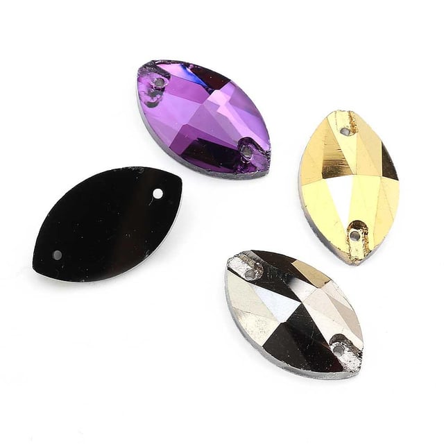 2 Delikli Arpa Şeklinde Dikme Kristal Taş 22X13 mm 5 adet