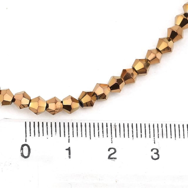 4 mm Koyu Altın Piramit Cam Boncuk