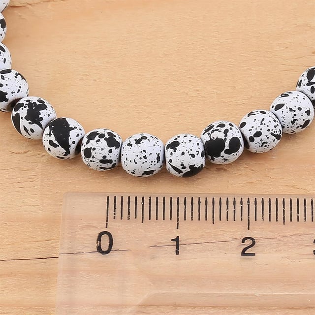6 mm Benekli Hematit Boncuk Beyaz