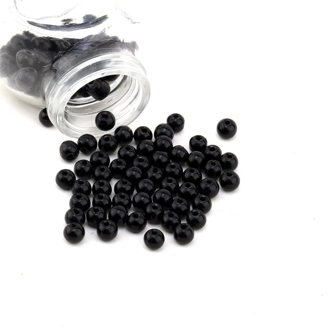 6 mm Siyah Cam inci Boncuk 100 adet