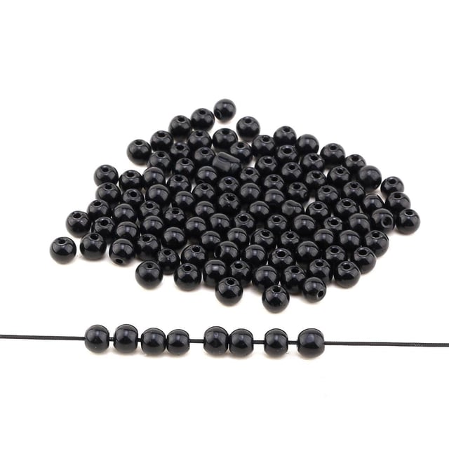 6 mm Siyah Cam inci Boncuk 100 adet