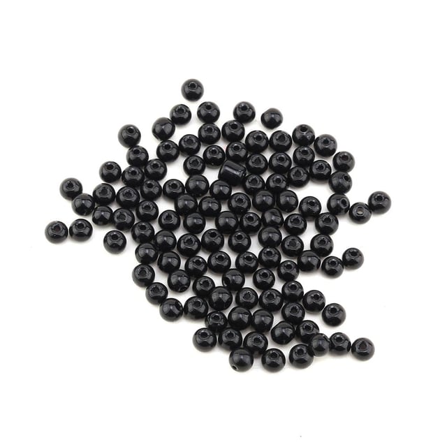 6 mm Siyah Cam inci Boncuk 100 adet