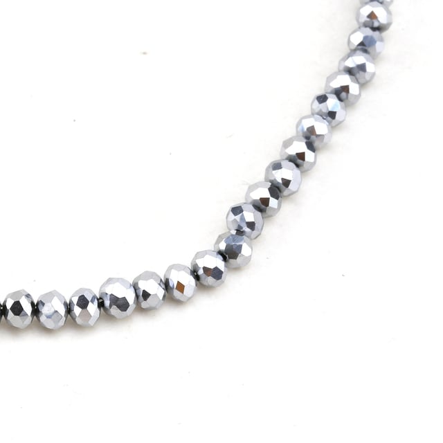6 mm Tam Gümüş Kristal Cam Boncuk