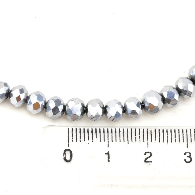 6 mm Tam Gümüş Kristal Cam Boncuk