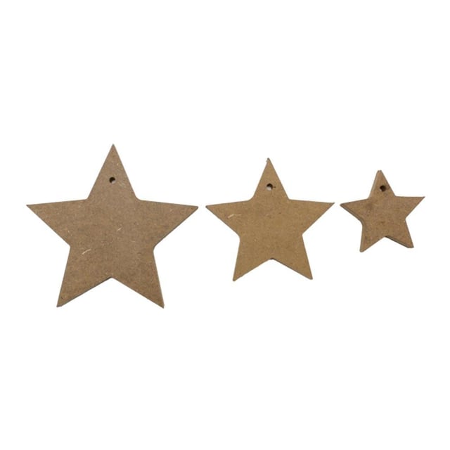 Ahşap Boyanabilir 3'lü Küçük Yıldız Set 
