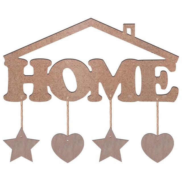 Ahşap Boyanabilir Çatılı HOME Yazılı Kapı Süsü
