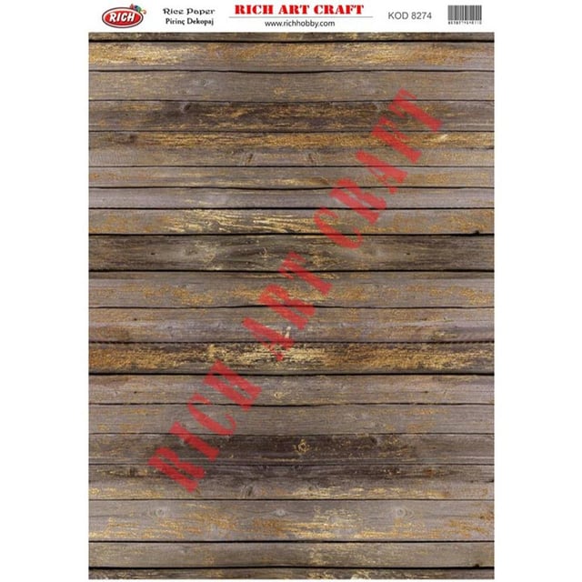 Ahşap Desenli Pirinç Dekopaj Kağıdı 29x42 cm - Rich 8274