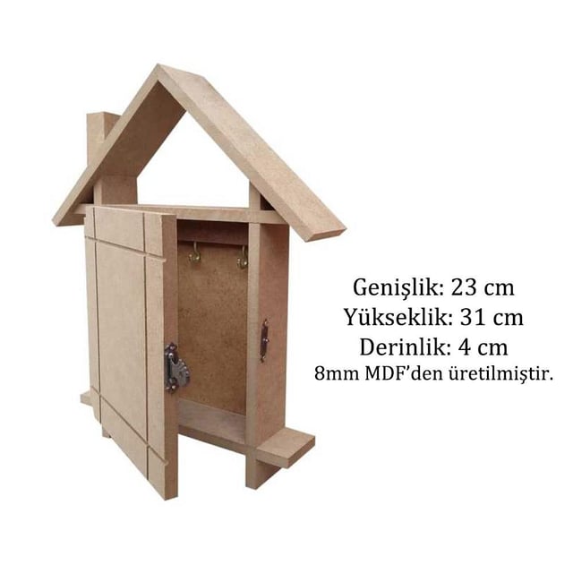 Ahşap Kapaklı Ev Anahtarlık Askılık