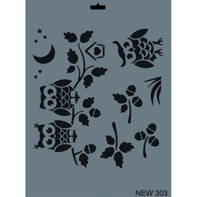 Baykuş Set Stencil Şablon 25X35 cm - Rich New 303