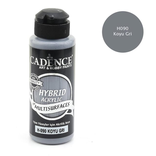 Cadence Multisurface Hibrit Akrilik Boya 120 ml Koyu Gri H090