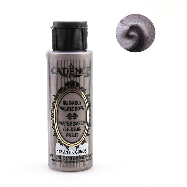 Cadence Su Bazlı Yaldız Boya 70 ml - Antik Gümüş 113