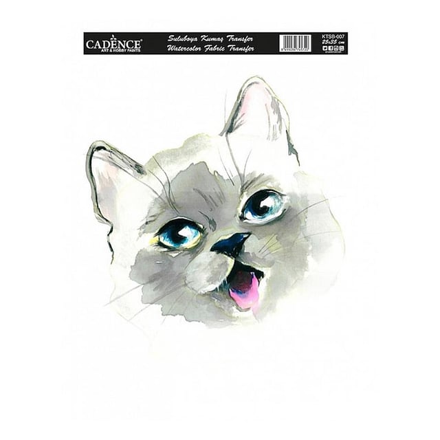 Cadence Sulu Boya Kumaş Transfer - Kedi 007