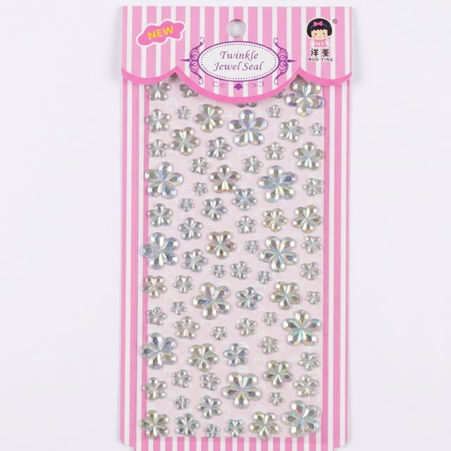 Çiçek Figür Rhinestone Yapışkanlı Taş Sticker Seti