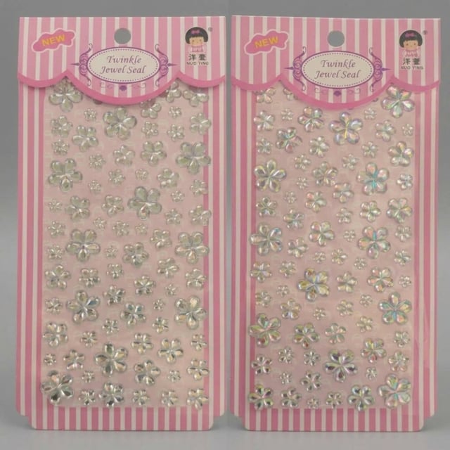 Çiçek Figür Rhinestone Yapışkanlı Taş Sticker Seti